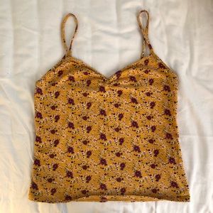 Forever 21 Yellow Summer Floral Tank Top (Medium)